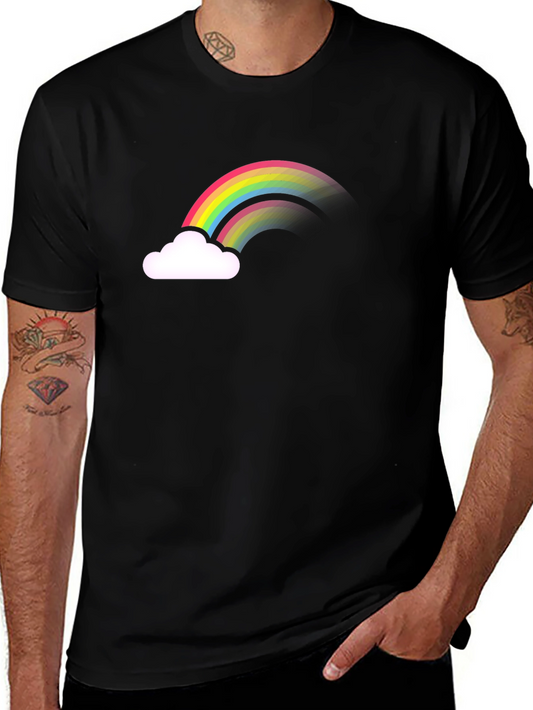 Rainbow Cloud Graphic Tee - Black Cotton Comfort
