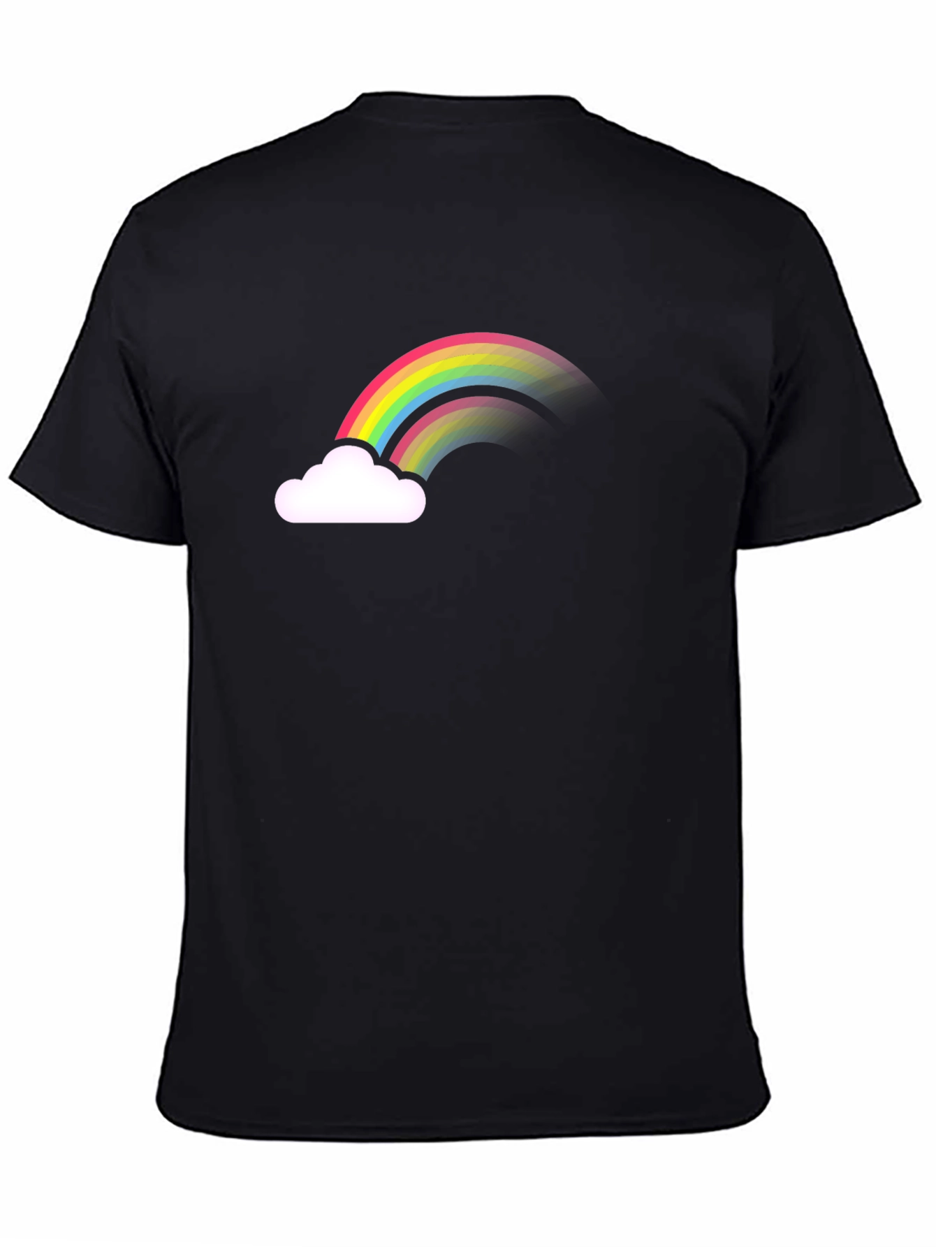 Rainbow Cloud Graphic Tee - Black Cotton Comfort
