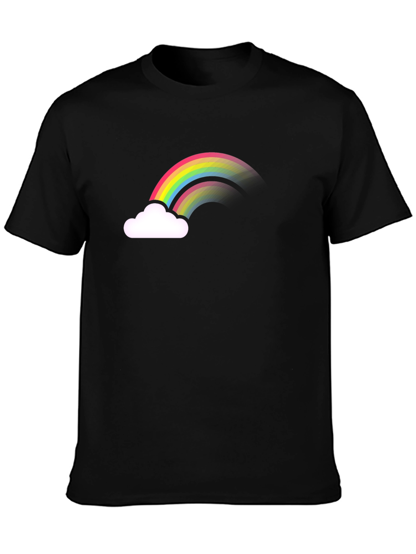 Rainbow Cloud Graphic Tee - Black Cotton Comfort