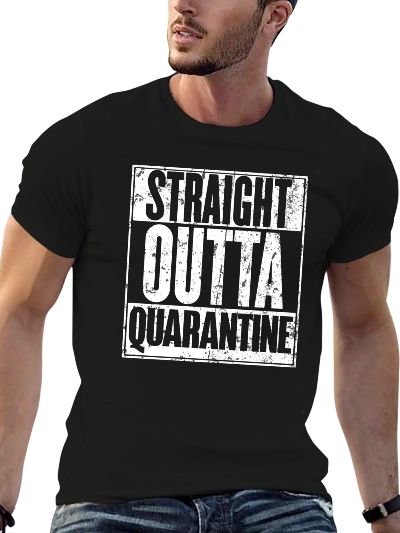 Straight Outta Quarantine Black Graphic T-Shirt