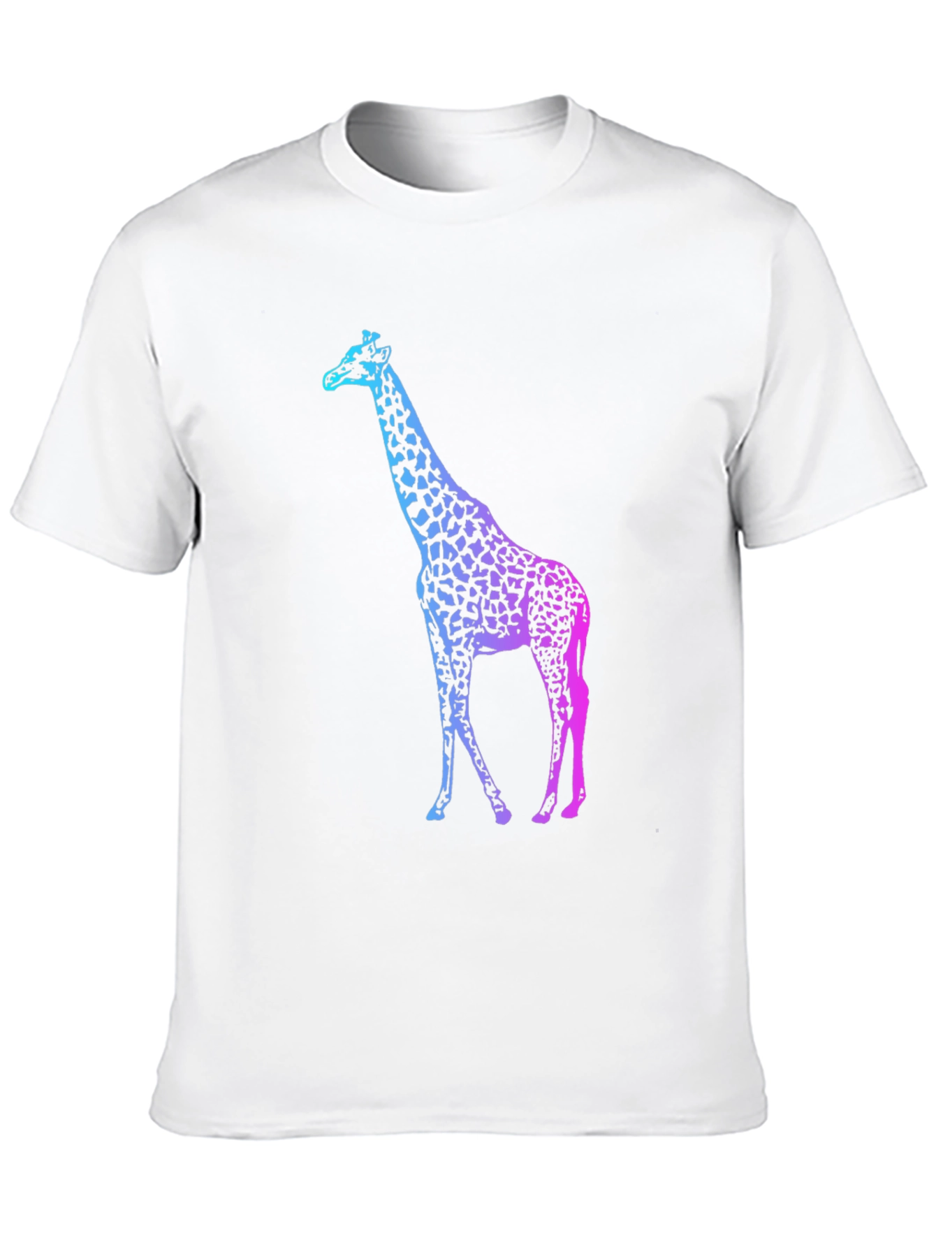 Gradient Giraffe Print Black T-Shirt