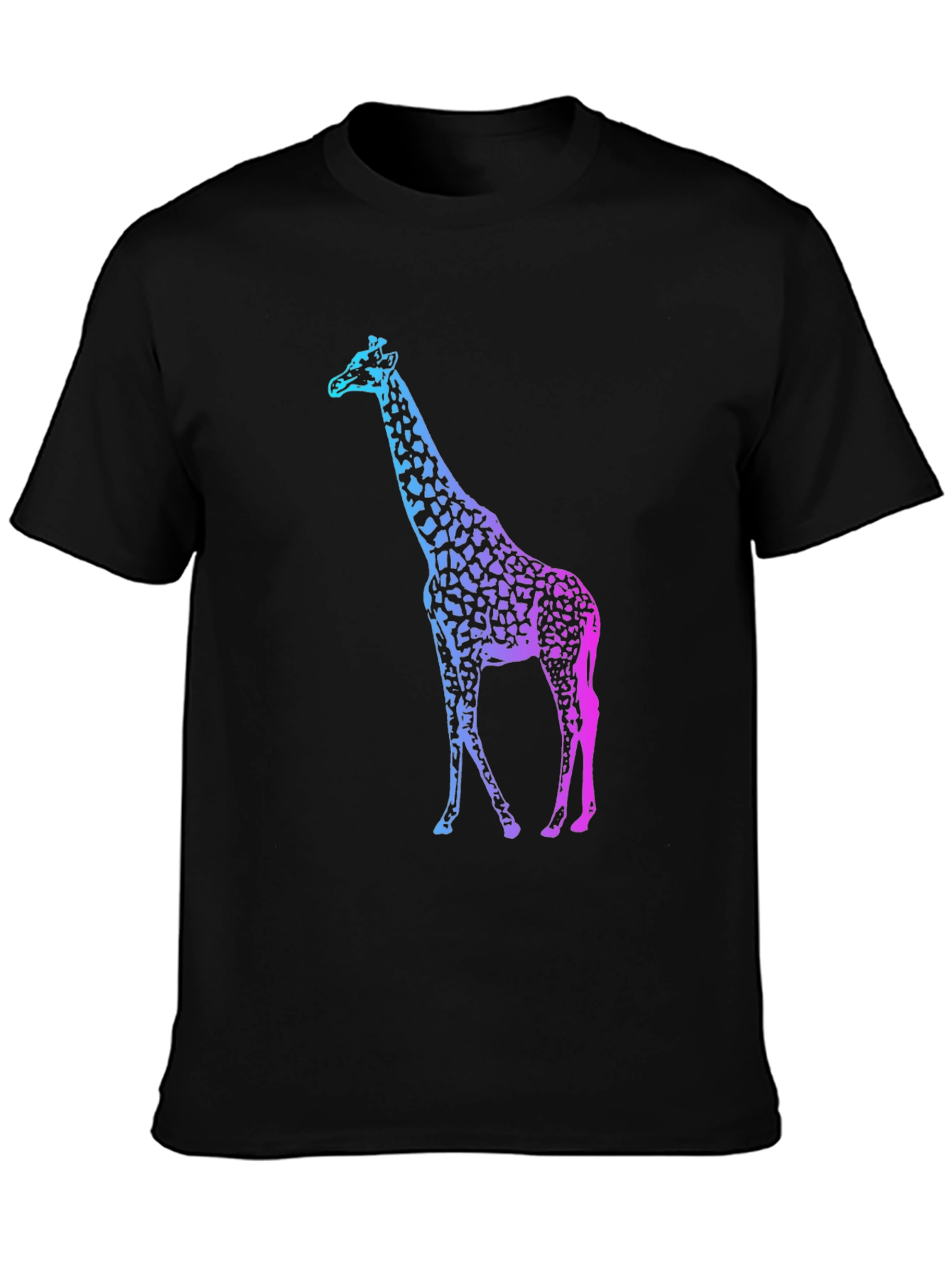 Gradient Giraffe Print Black T-Shirt