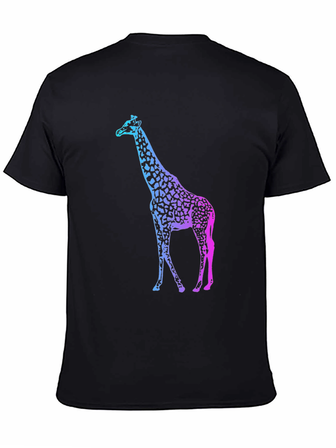 Gradient Giraffe Print Black T-Shirt