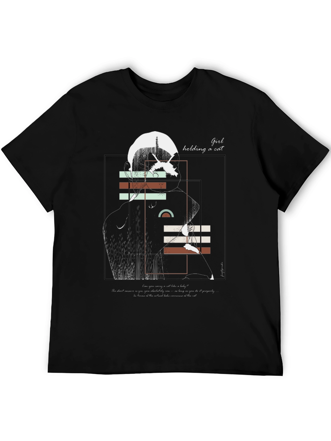 Girl Holding a Cat Graphic Tee