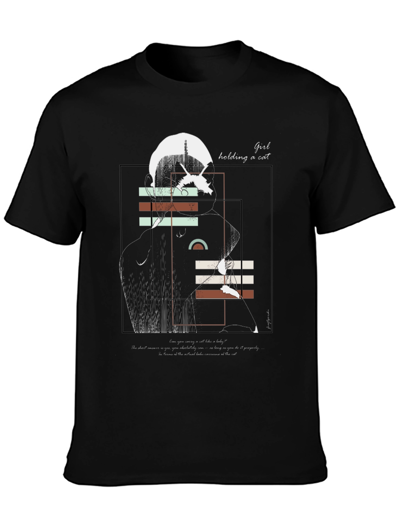 Girl Holding a Cat Graphic Tee
