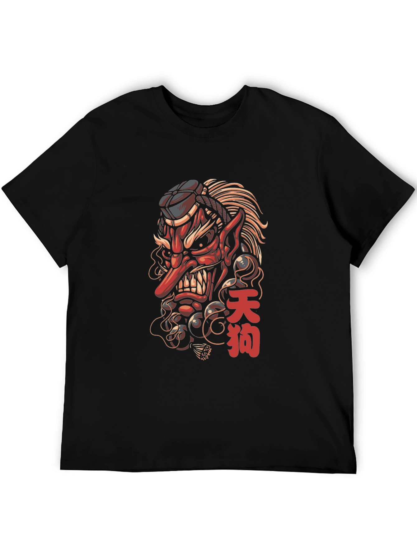 Tengu Mask Graphic Tee - Japanese Folklore Design