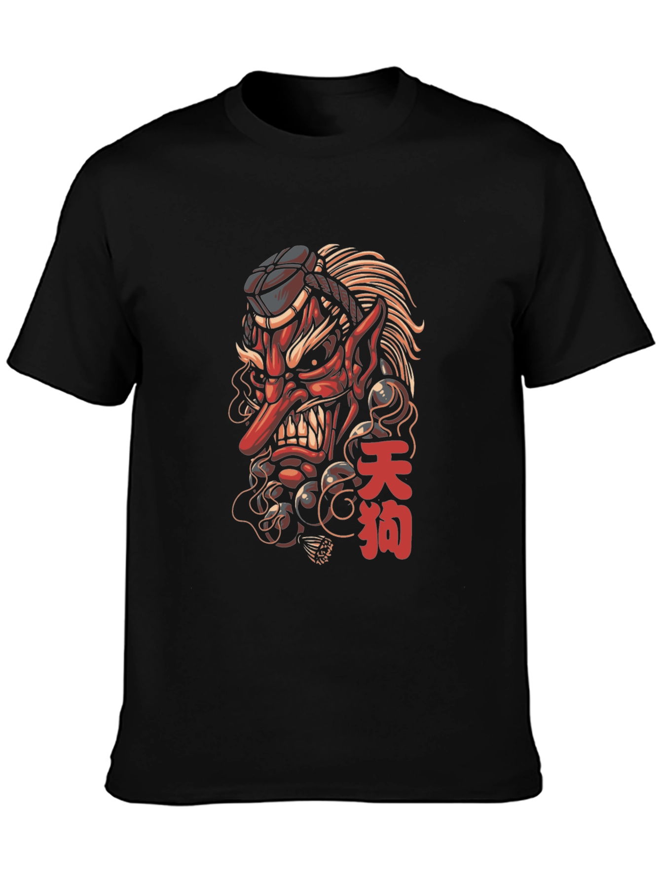 Tengu Mask Graphic Tee - Japanese Folklore Design