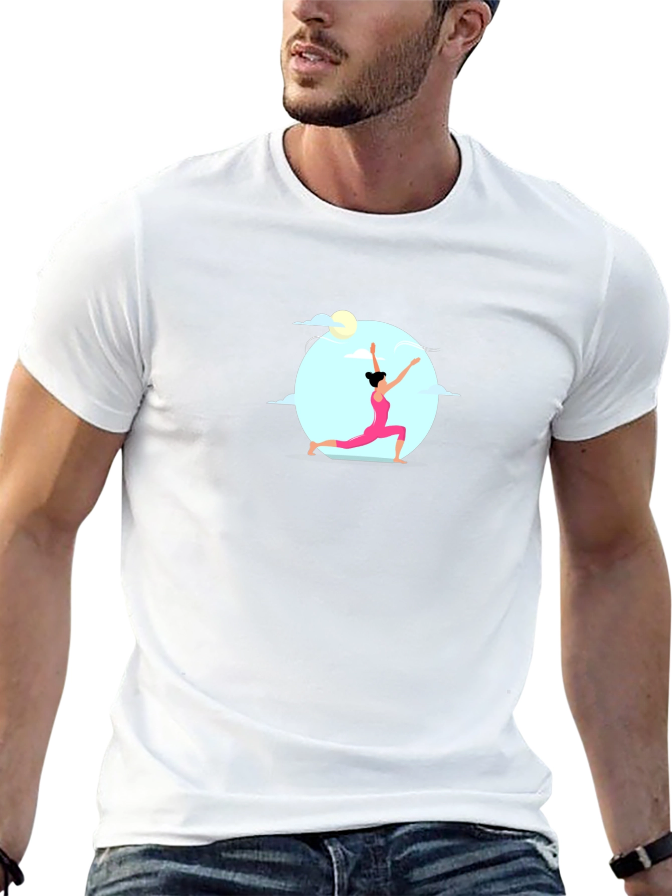 Yoga Pose Graphic Tee - Black Cotton Shirt