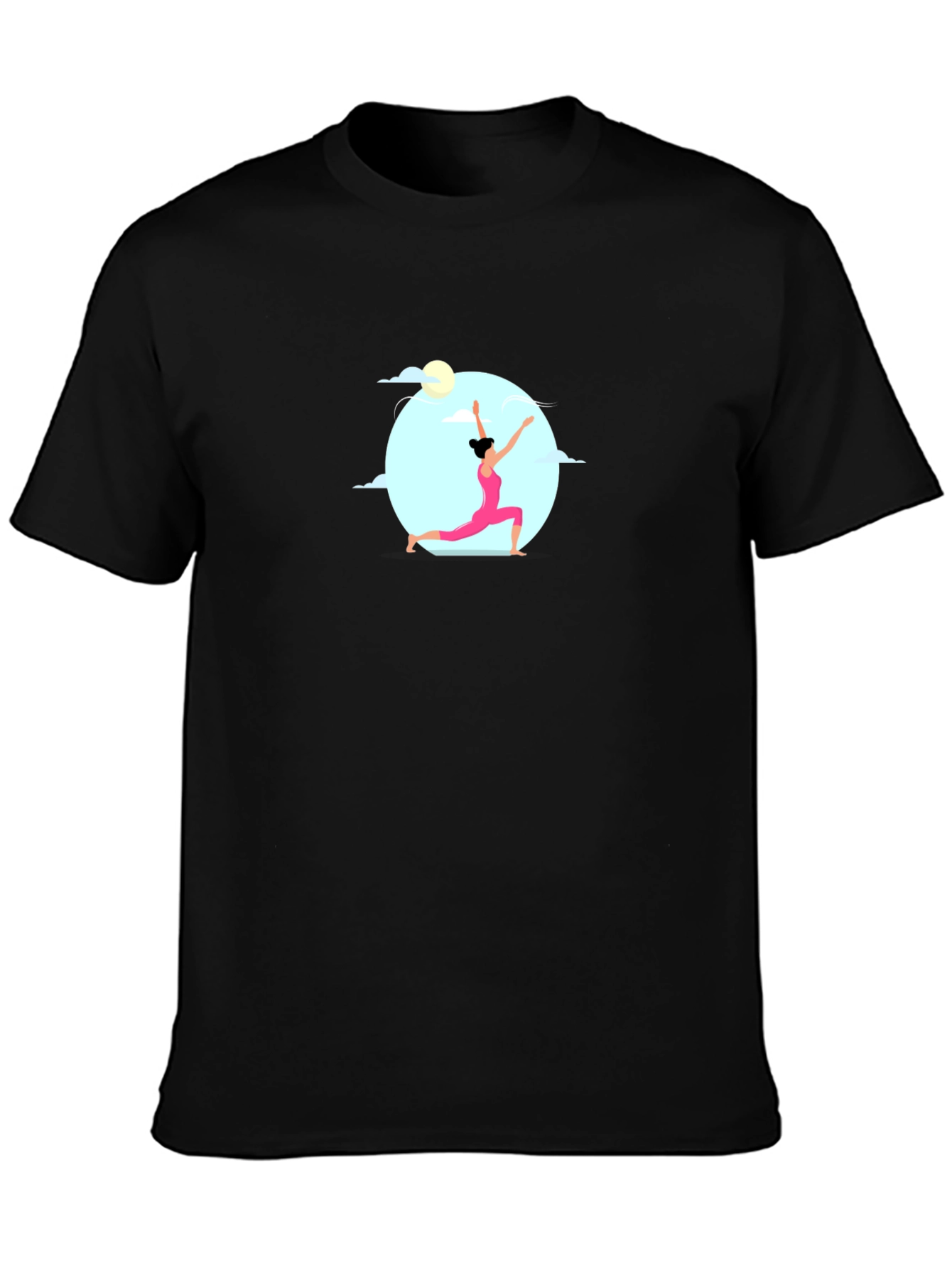 Yoga Pose Graphic Tee - Black Cotton Shirt