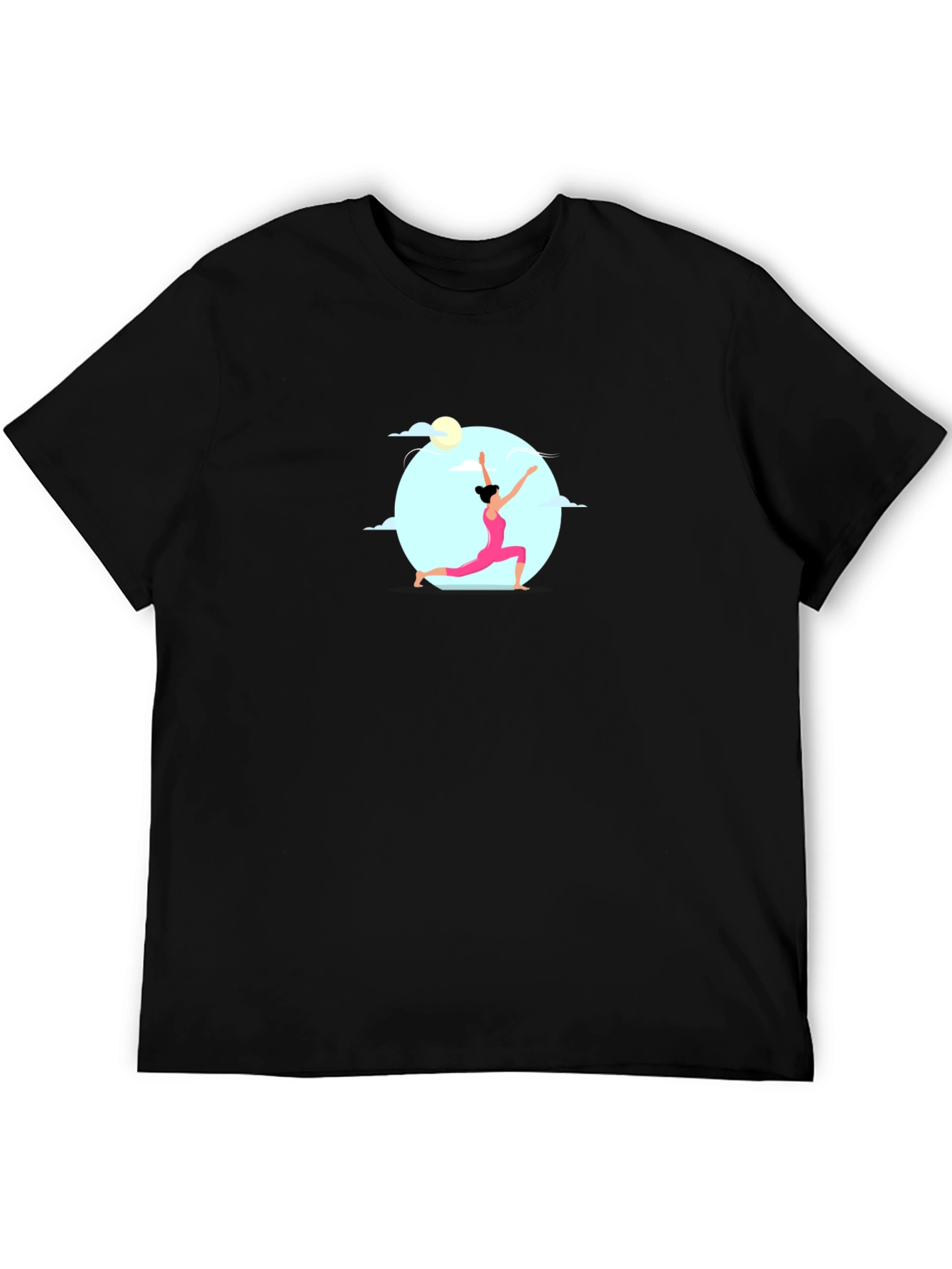 Yoga Pose Graphic Tee - Black Cotton Shirt