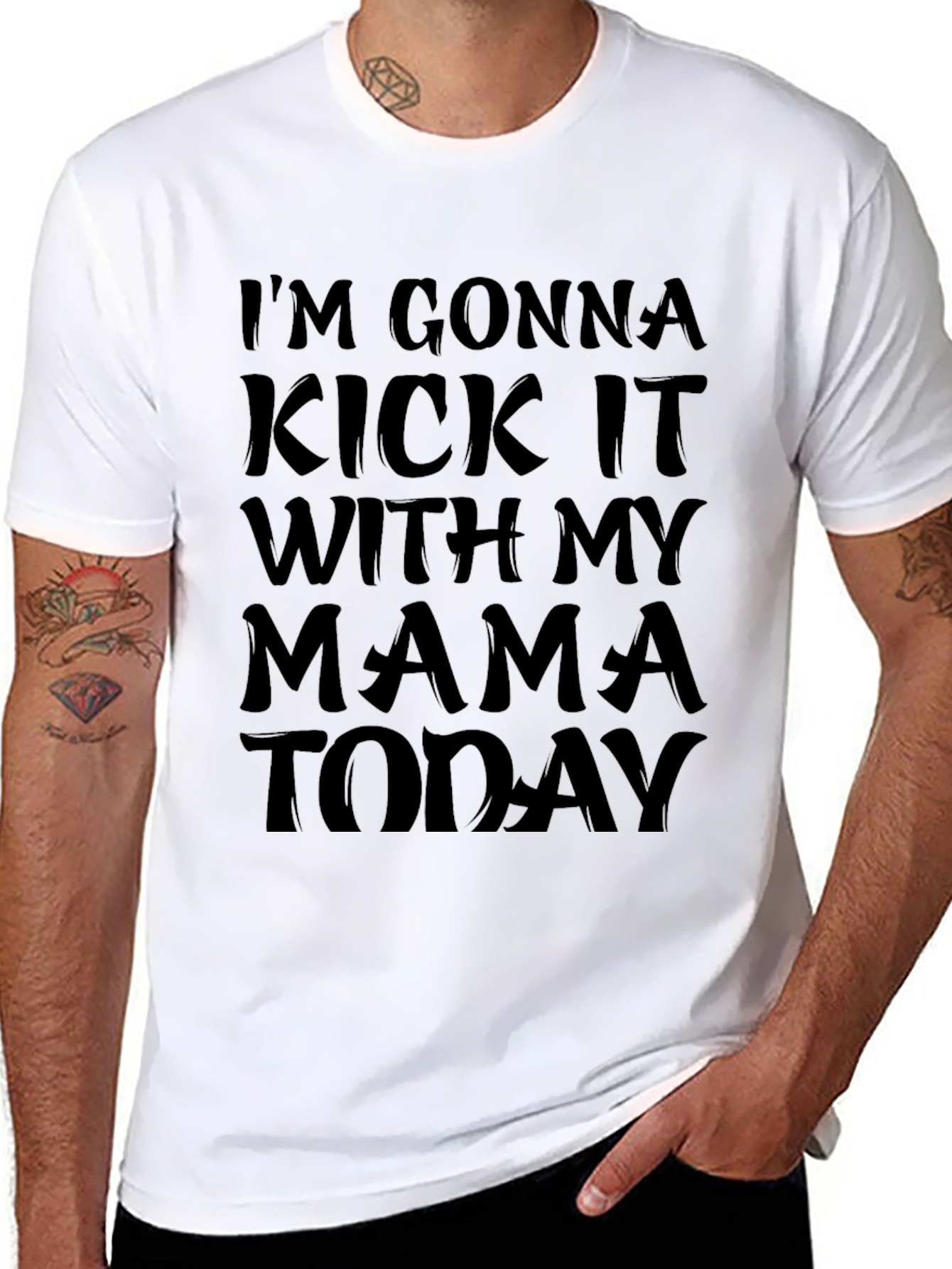 Kick It With My Mama T-Shirt - Black Cotton