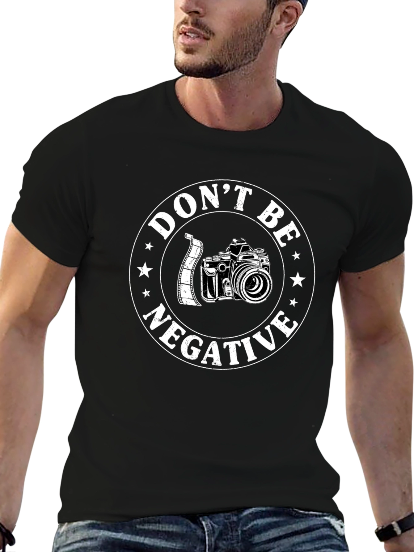 Dont Be Negative Camera Graphic T-Shirt