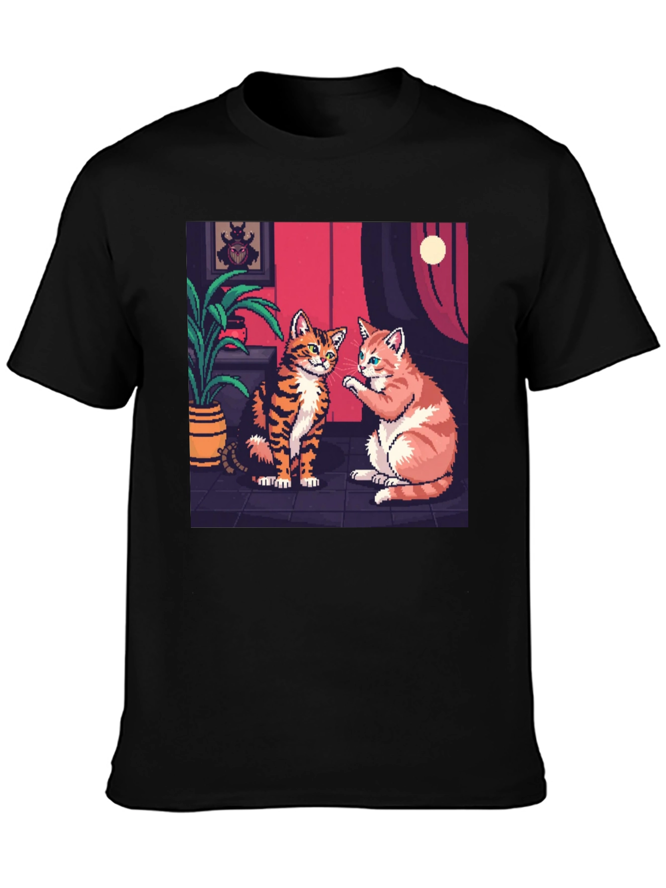 Pixel Art Cats Graphic Tee - Retro Style!