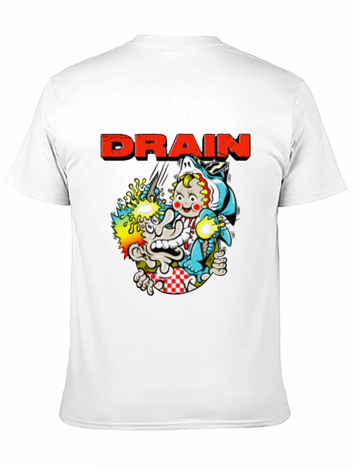 Drain Cartoon Graphic Black T-Shirt