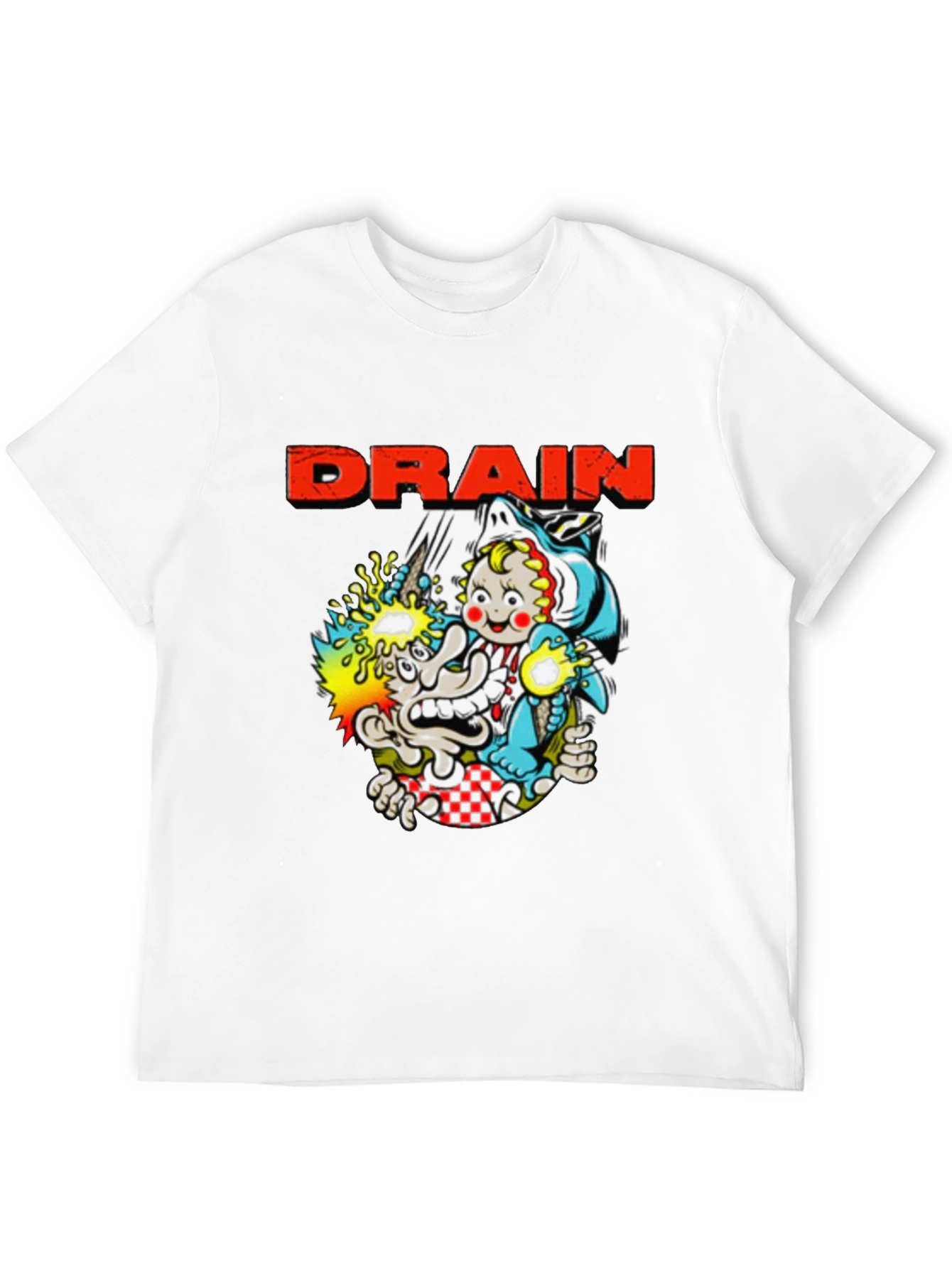 Drain Cartoon Graphic Black T-Shirt