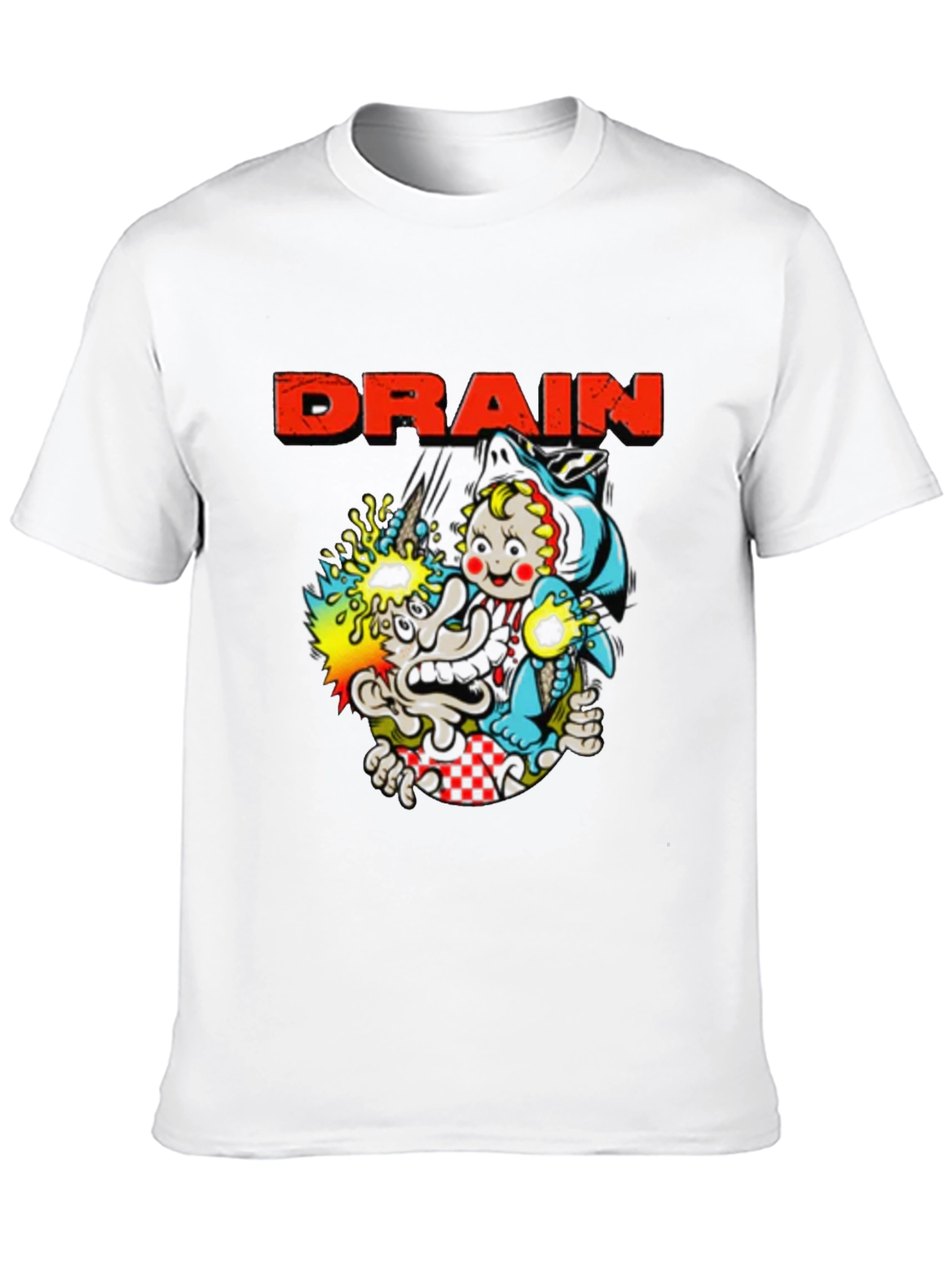 Drain Cartoon Graphic Black T-Shirt