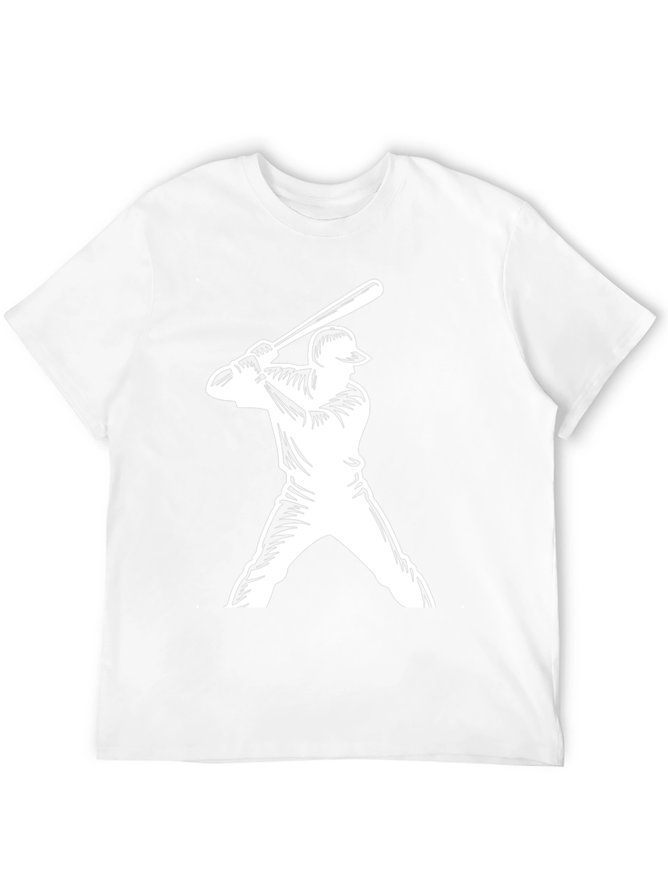 Baseball Player Graphic Tee - Black Casual T-Shirt