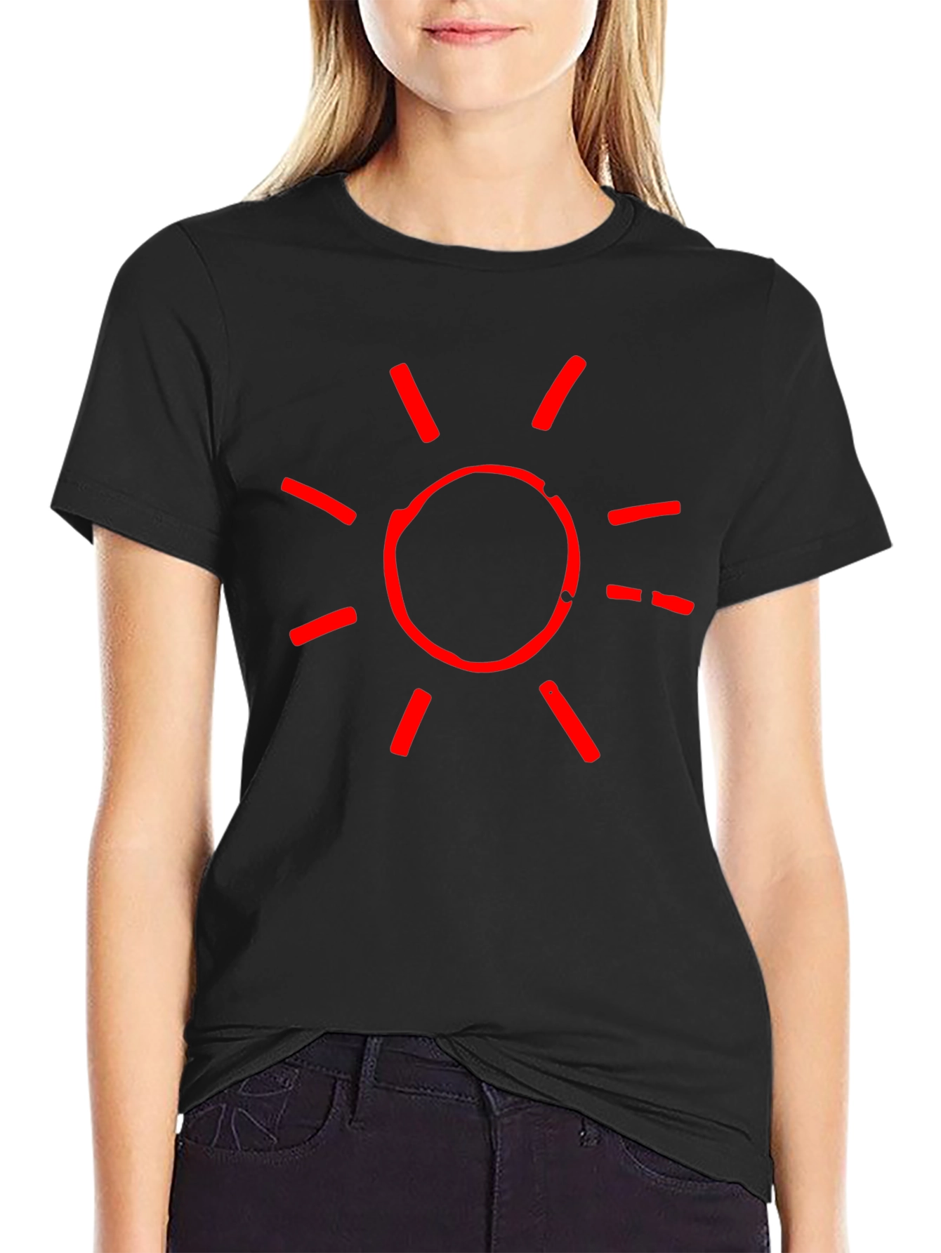 Red Sun Graphic Black T-Shirt