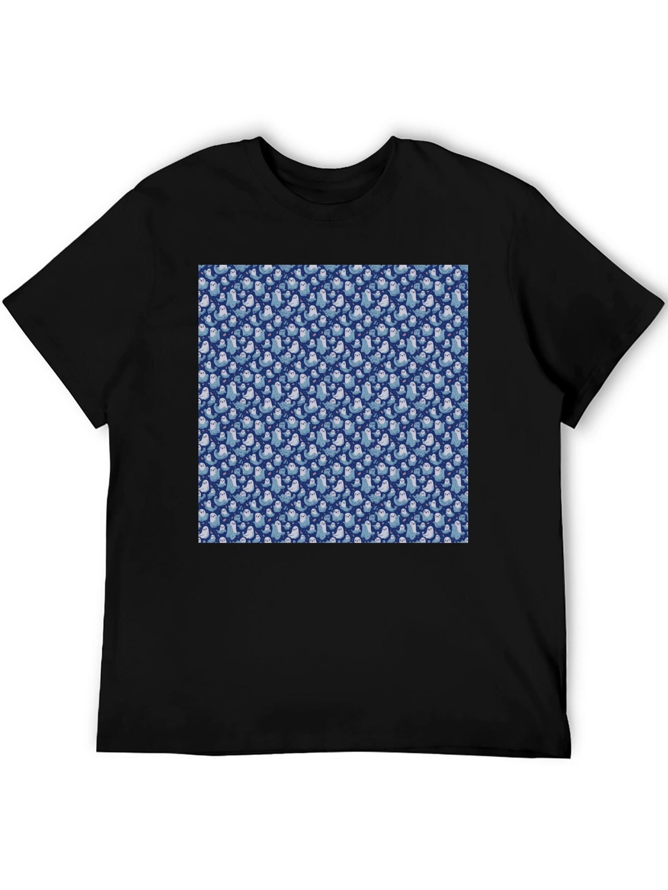 Seal Pattern Black T-Shirt
