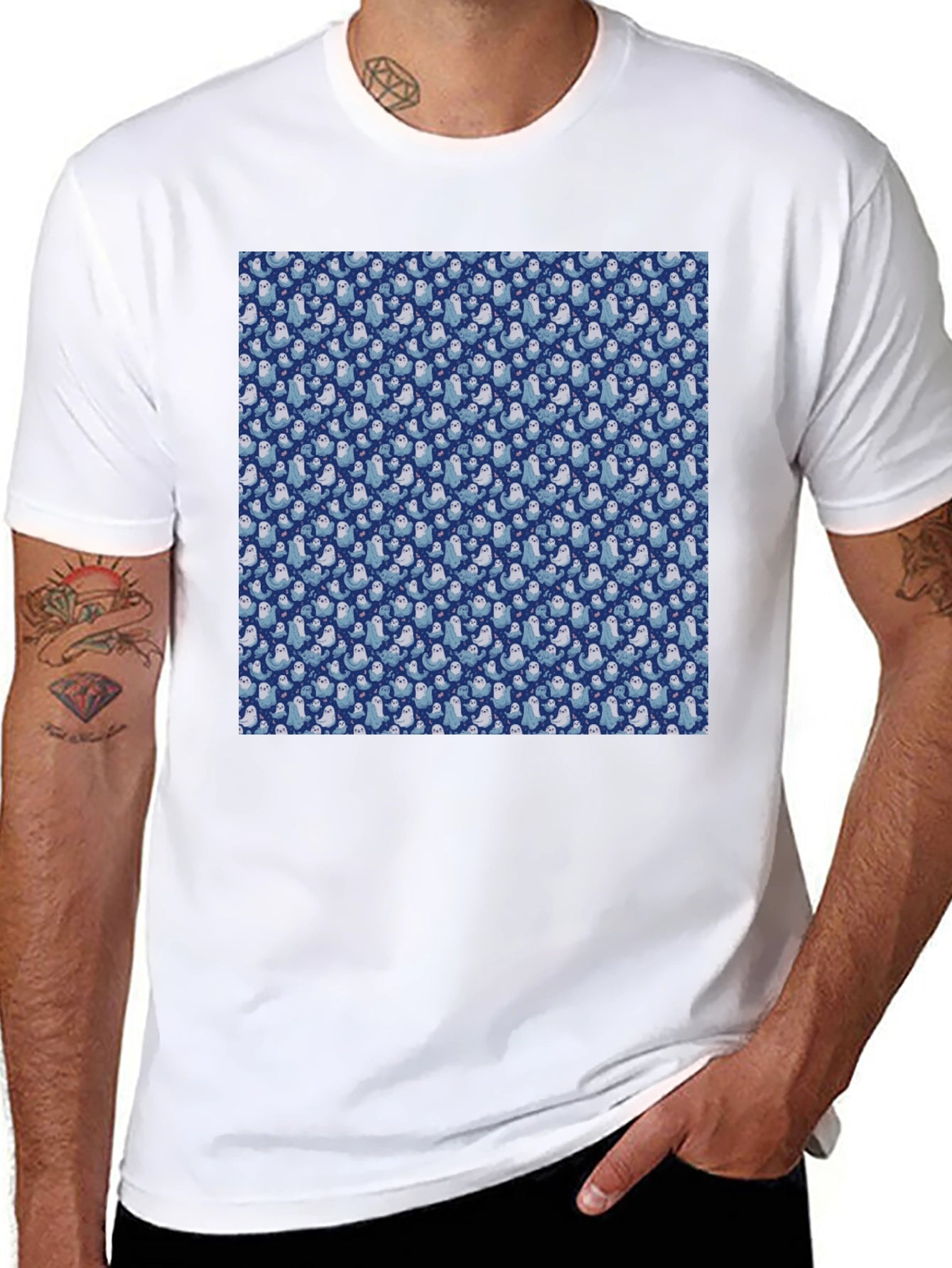 Seal Pattern Black T-Shirt