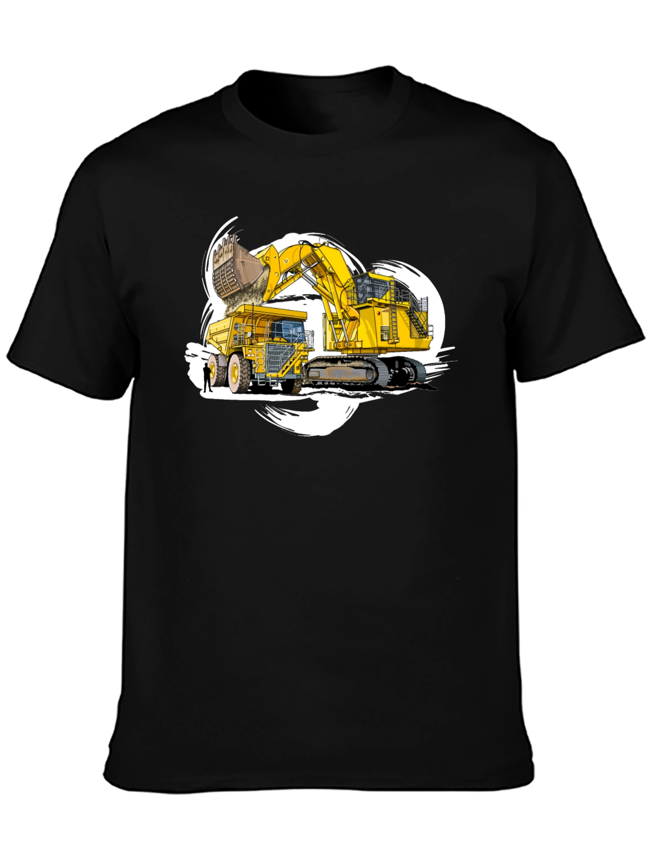 Excavator and Dump Truck Graphic T-Shirt