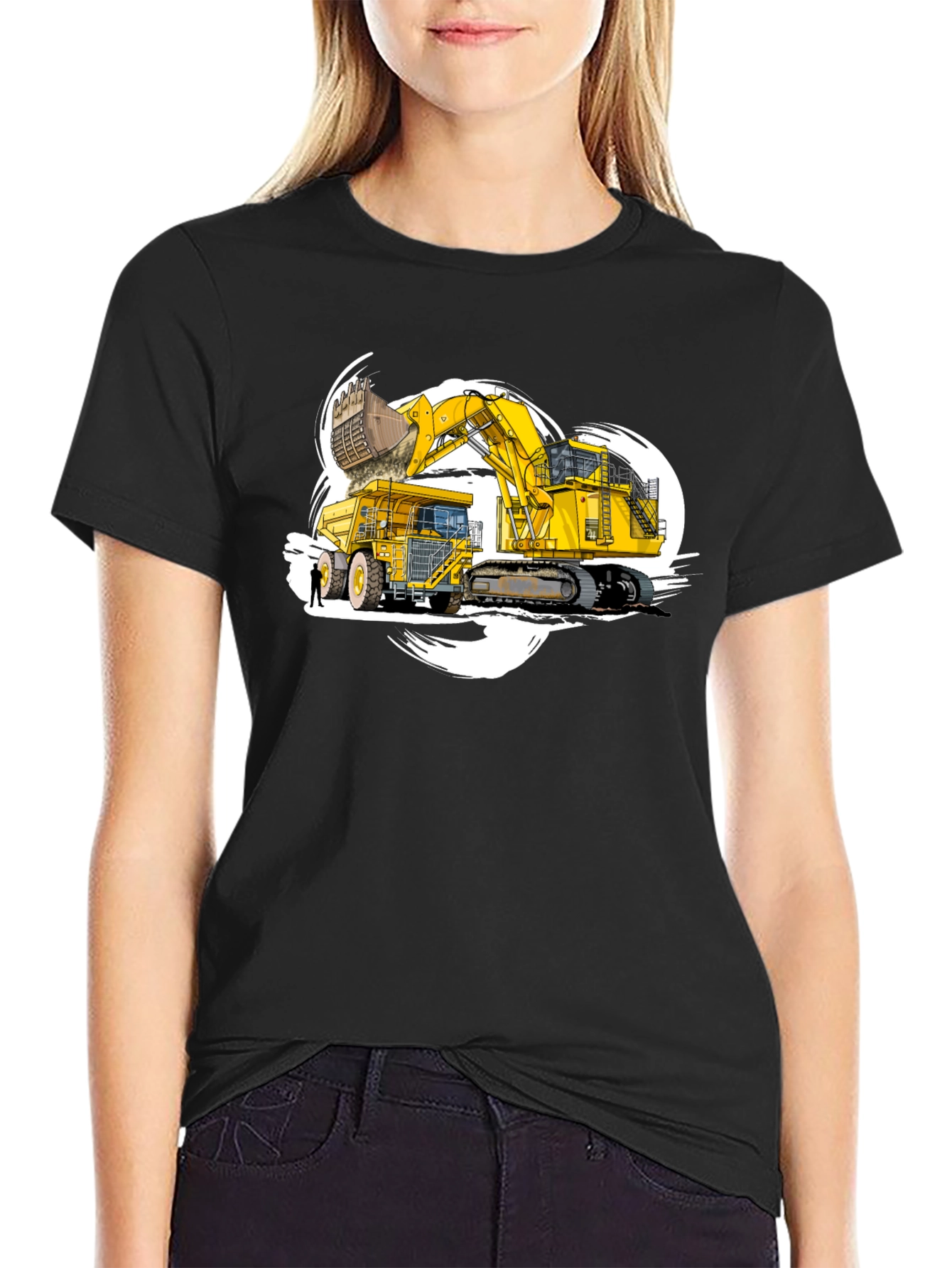 Excavator and Dump Truck Graphic T-Shirt