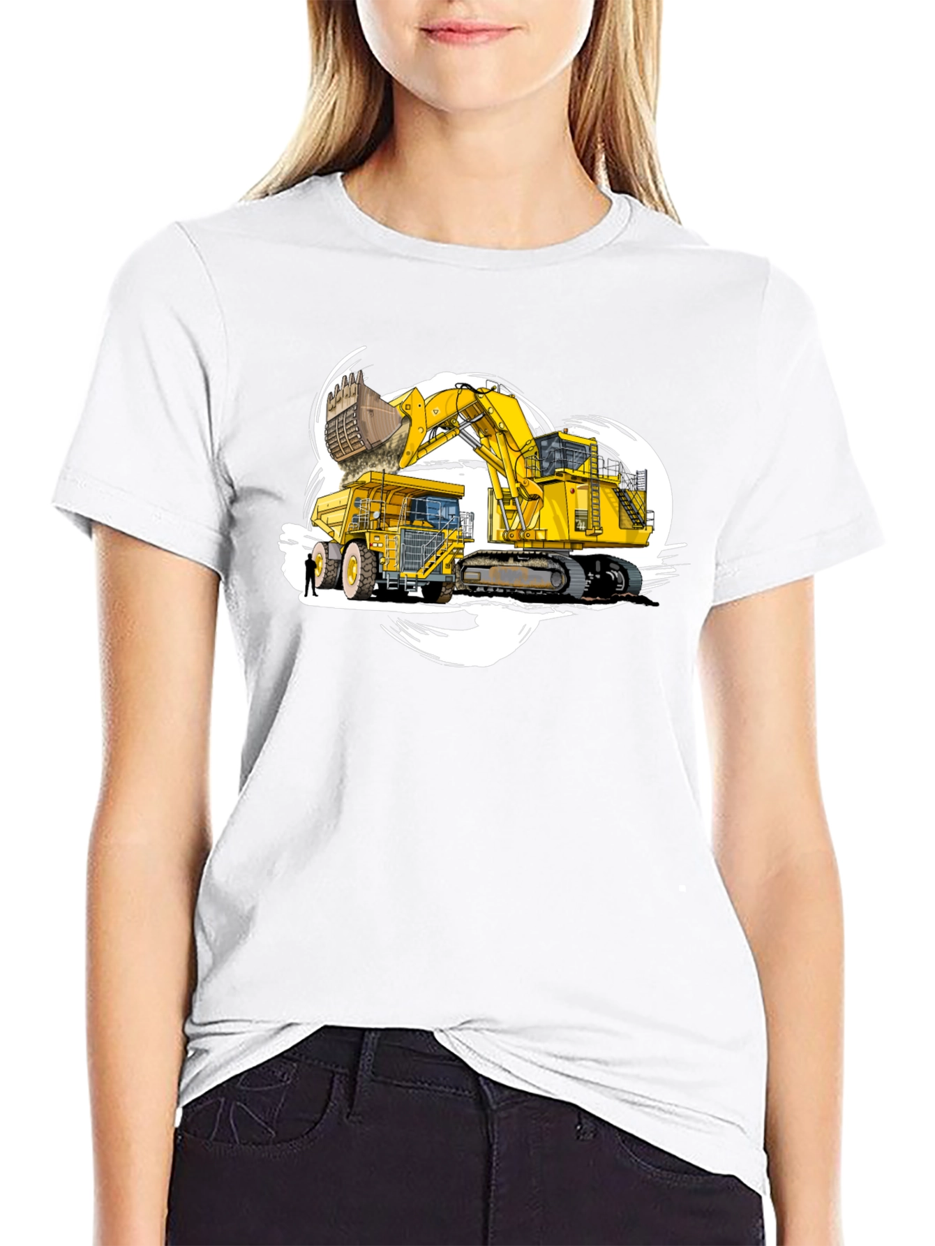 Excavator and Dump Truck Graphic T-Shirt