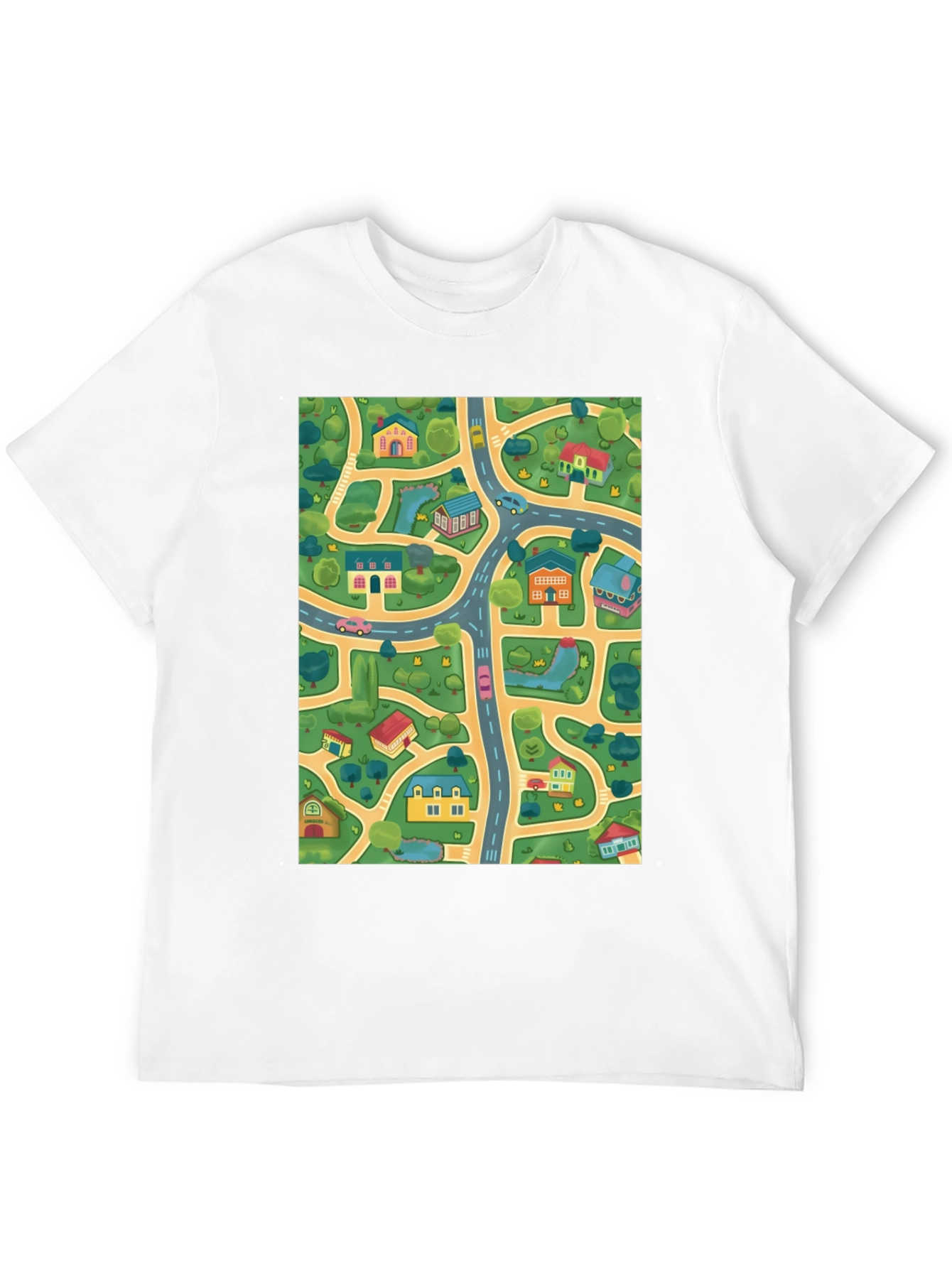 City Map T-Shirt - Roads & Houses Graphic Tee