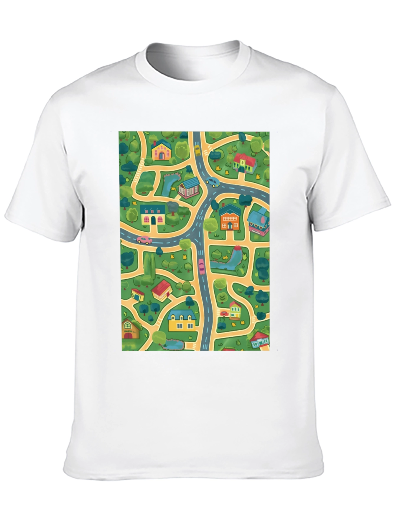 City Map T-Shirt - Roads & Houses Graphic Tee