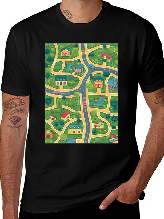 City Map T-Shirt - Roads & Houses Graphic Tee