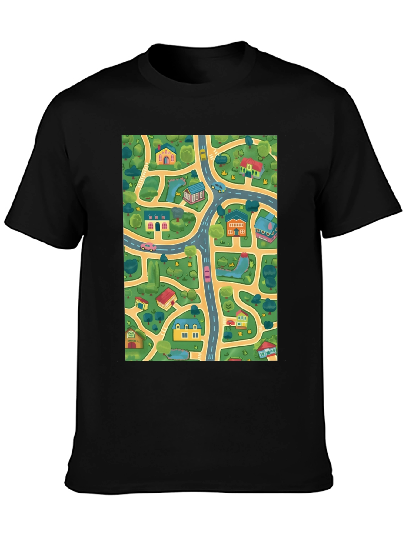 City Map T-Shirt - Roads & Houses Graphic Tee