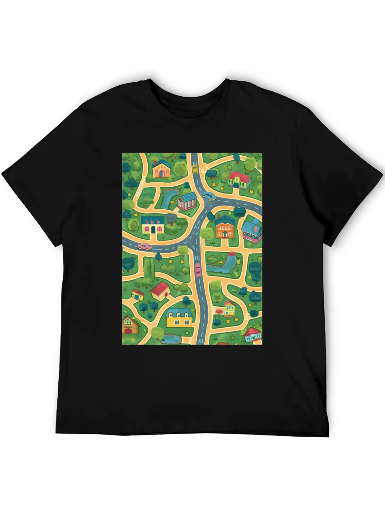 City Map T-Shirt - Roads & Houses Graphic Tee