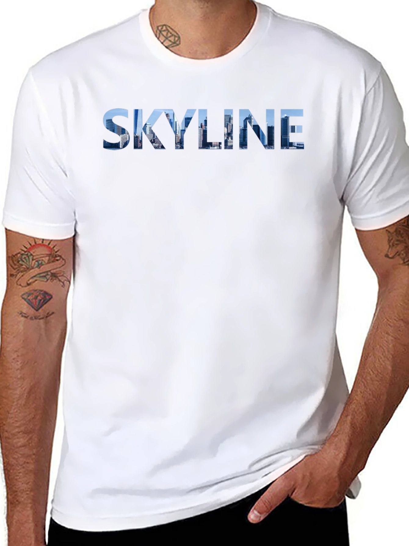 Skyline Graphic Print Black T-Shirt