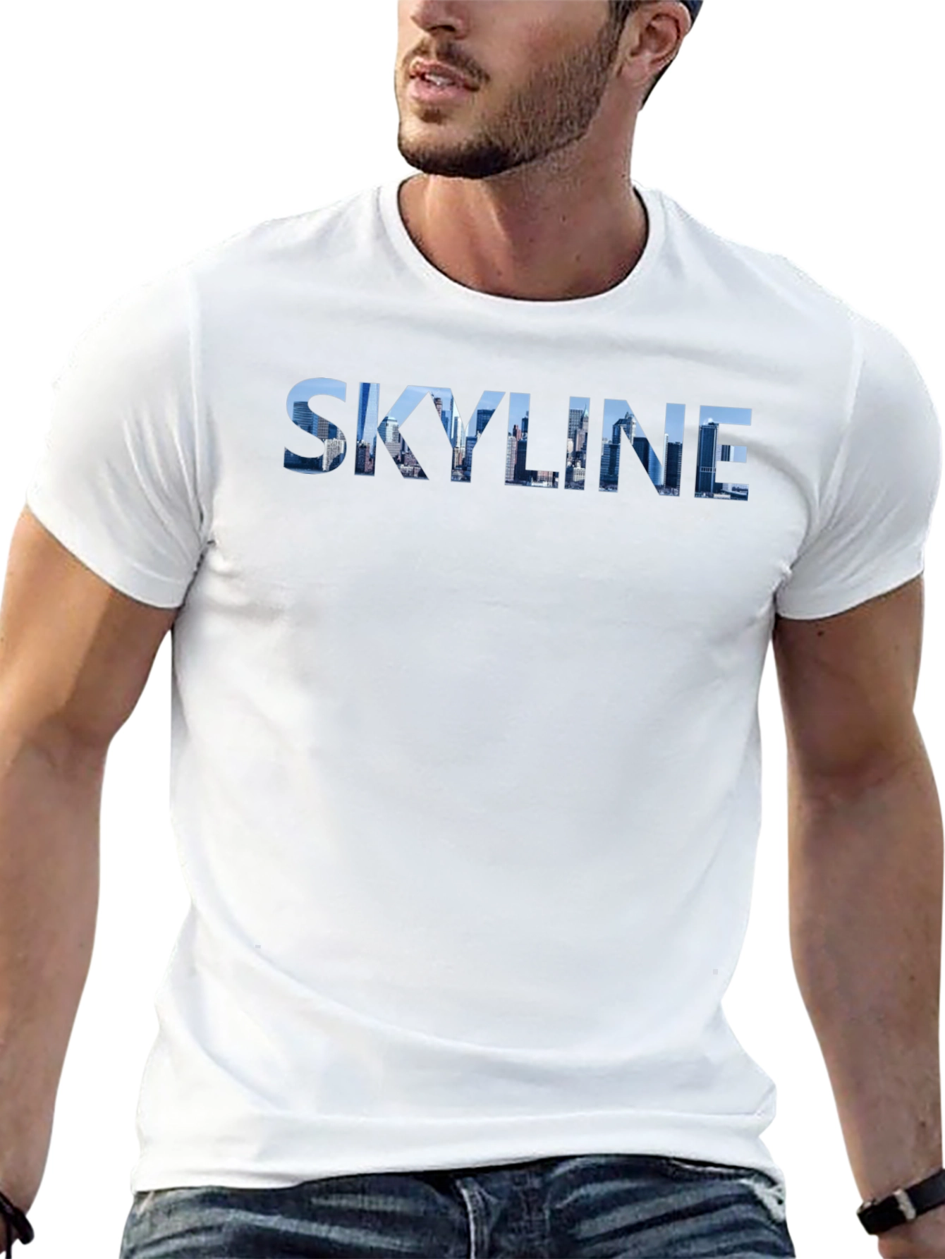 Skyline Graphic Print Black T-Shirt