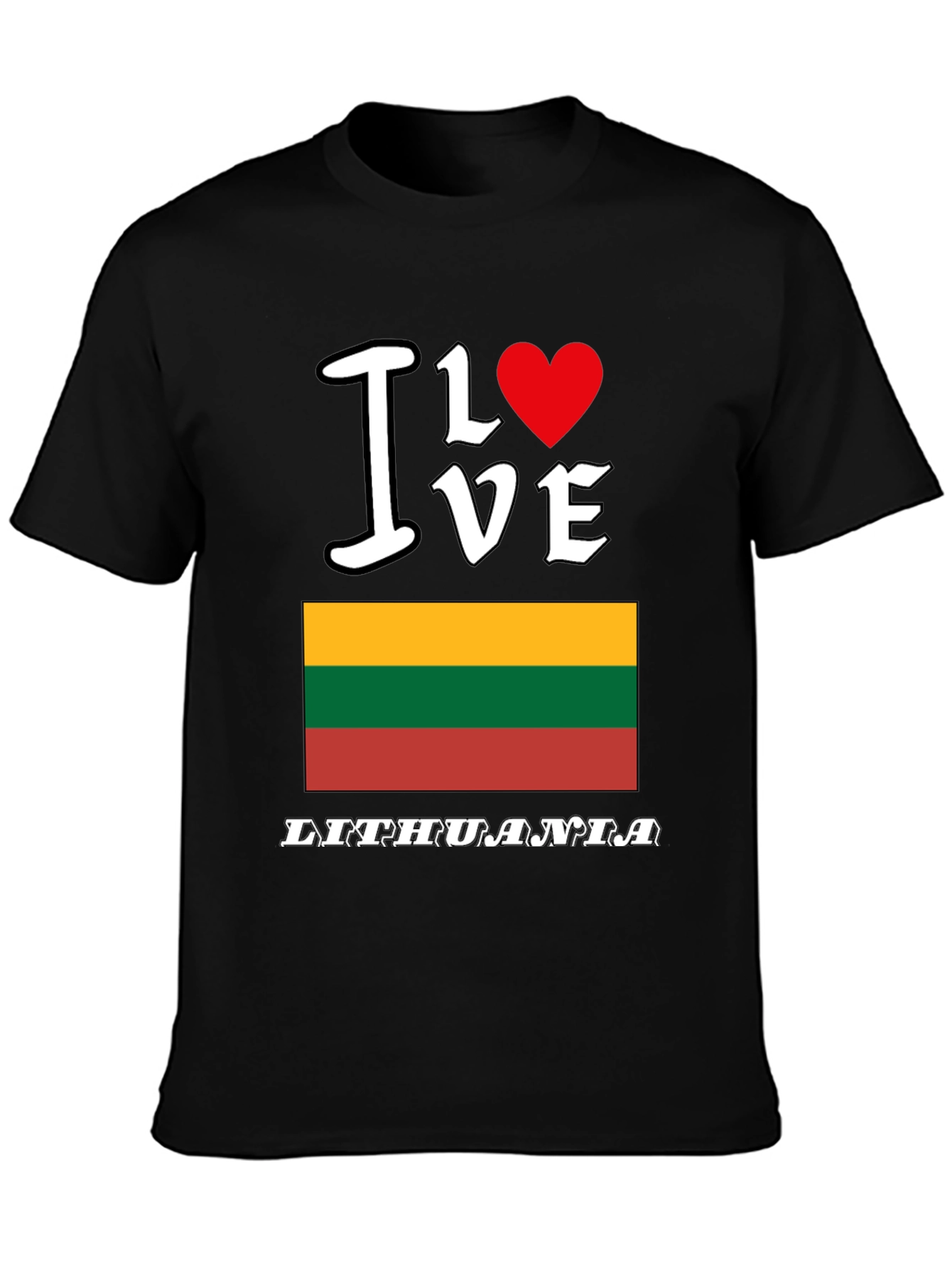 I Love Lithuania T-Shirt - Mens Black Tee