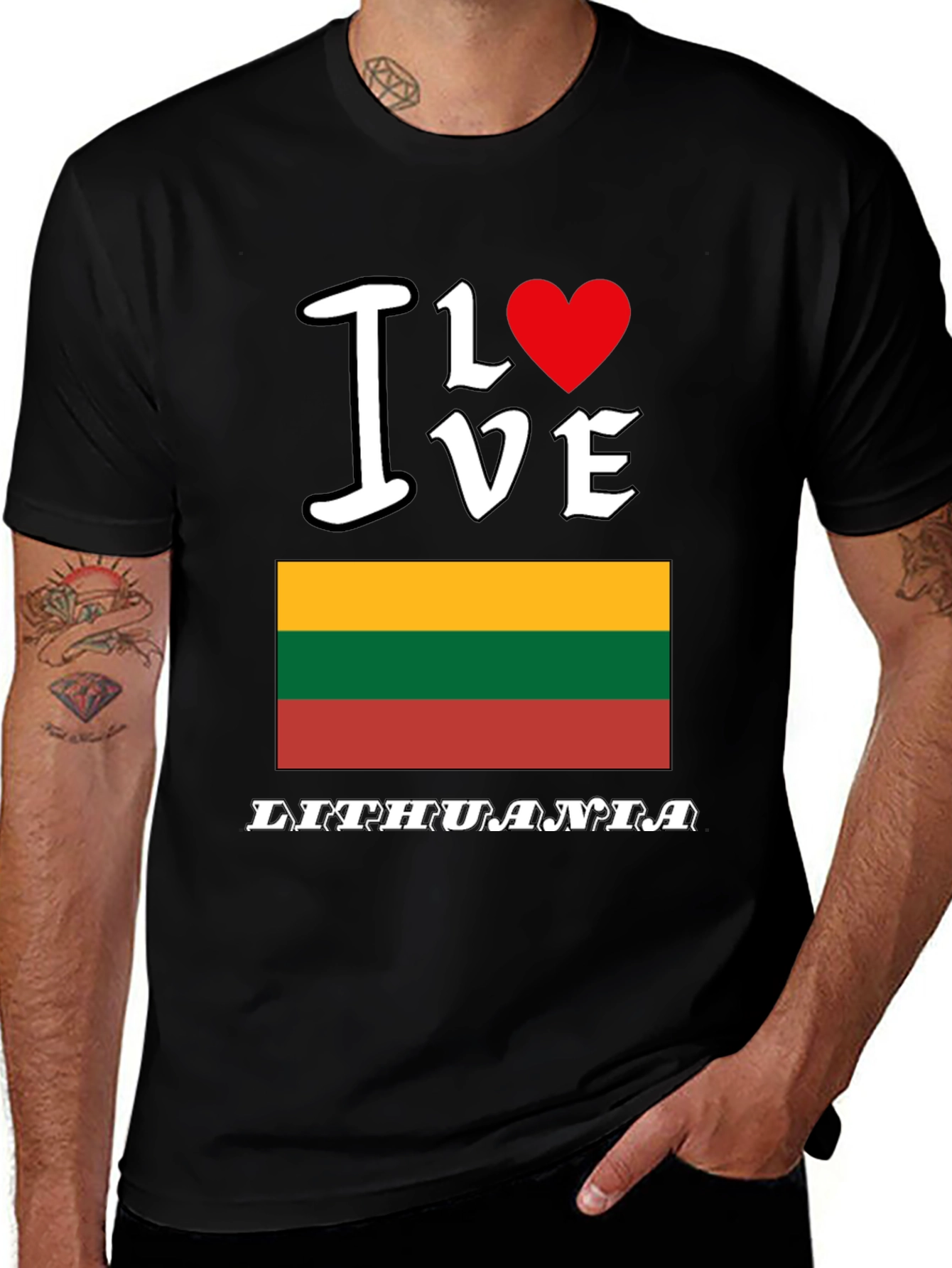 I Love Lithuania T-Shirt - Mens Black Tee