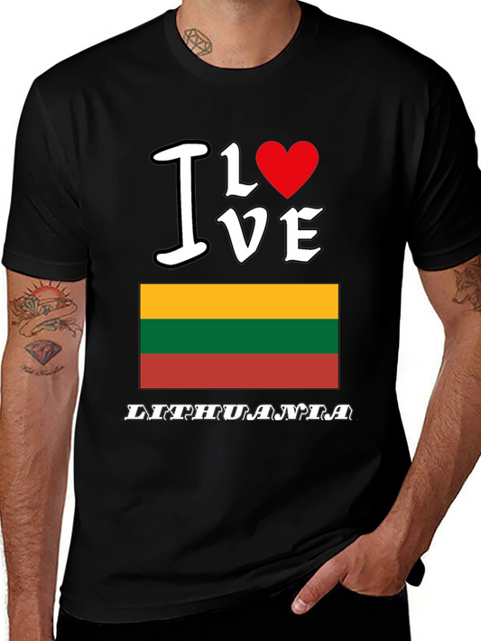 I Love Lithuania T-Shirt - Mens Black Tee