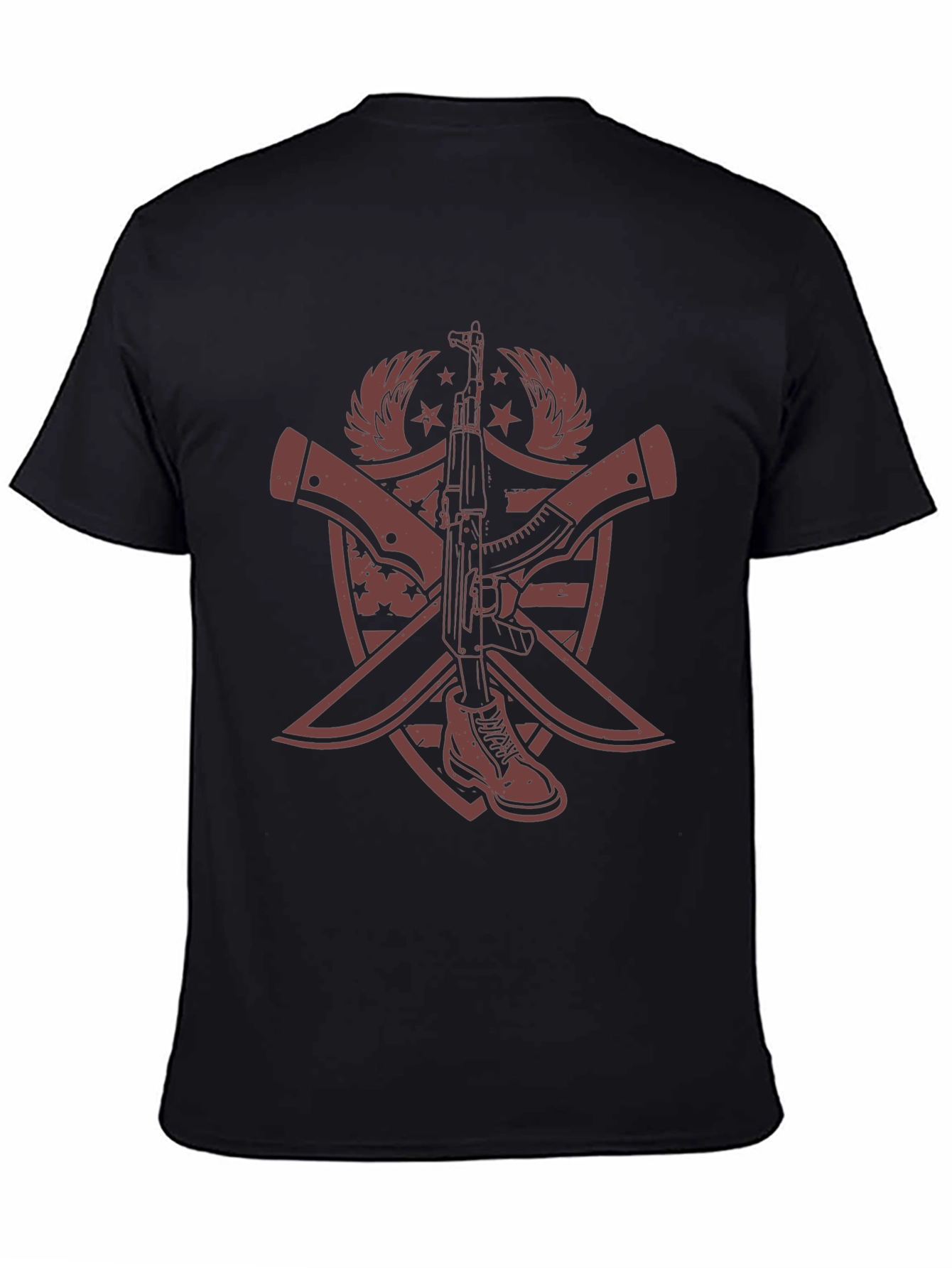 Graphic Print AK-47 & Boot T-Shirt