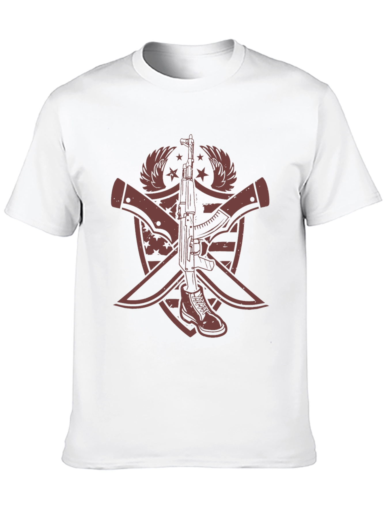 Graphic Print AK-47 & Boot T-Shirt