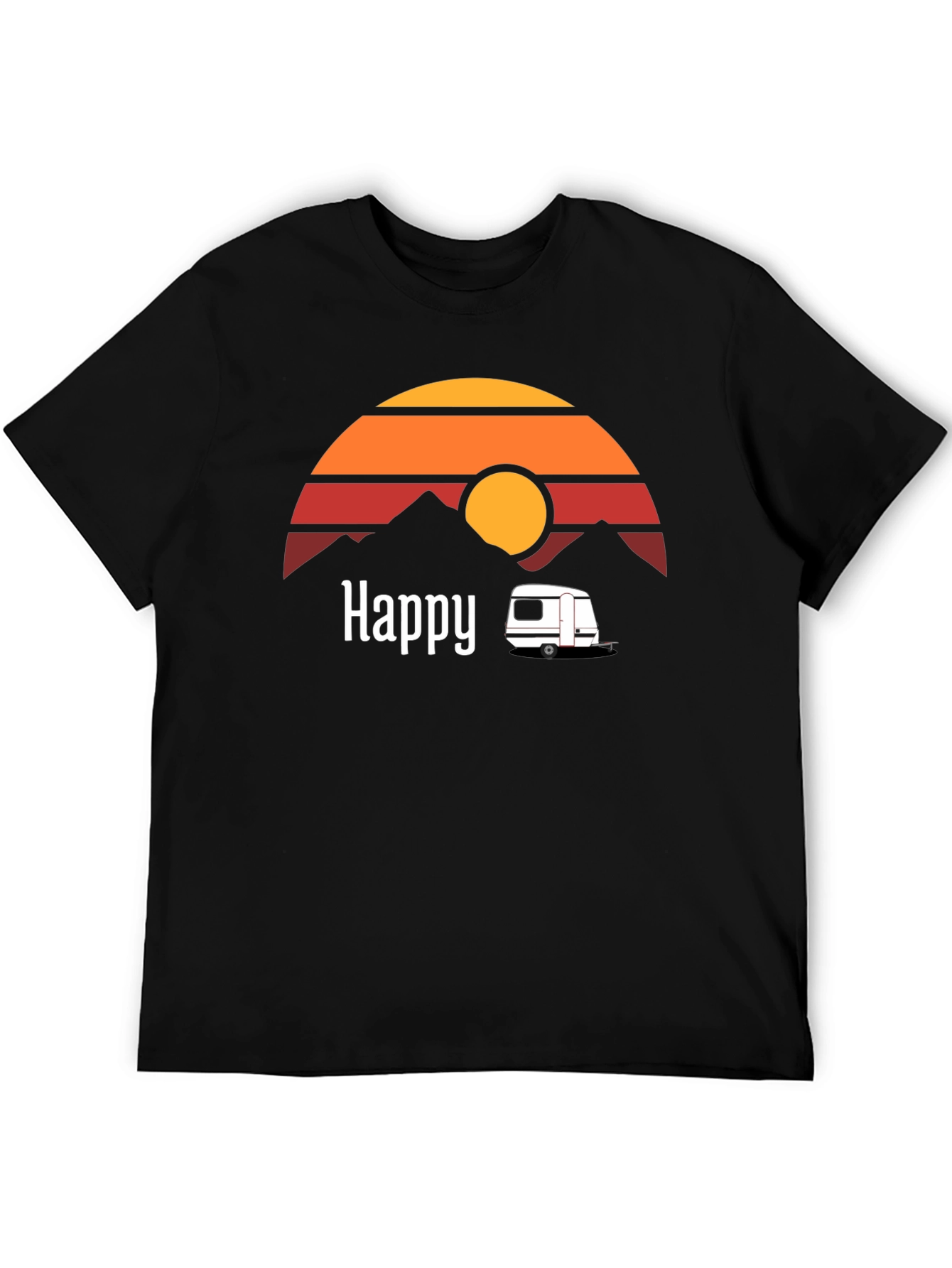 Happy Camper T-Shirt - Retro Sunset Graphic Tee