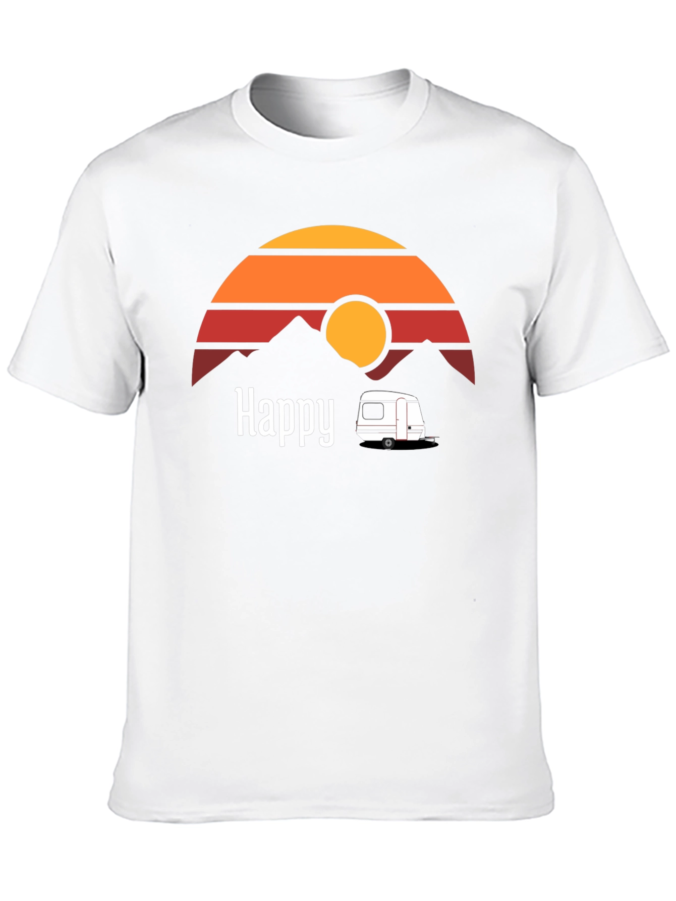 Happy Camper T-Shirt - Retro Sunset Graphic Tee