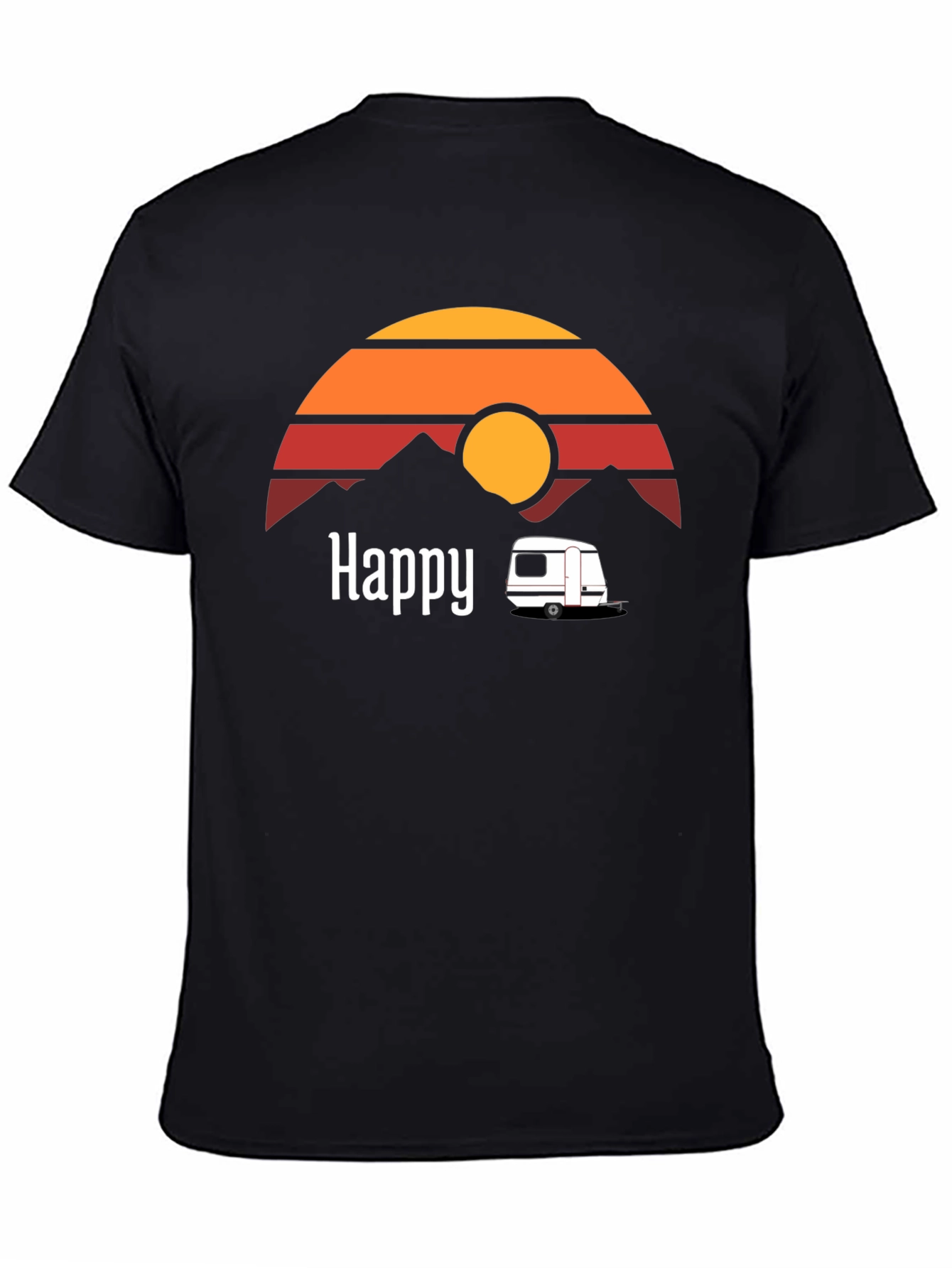 Happy Camper T-Shirt - Retro Sunset Graphic Tee