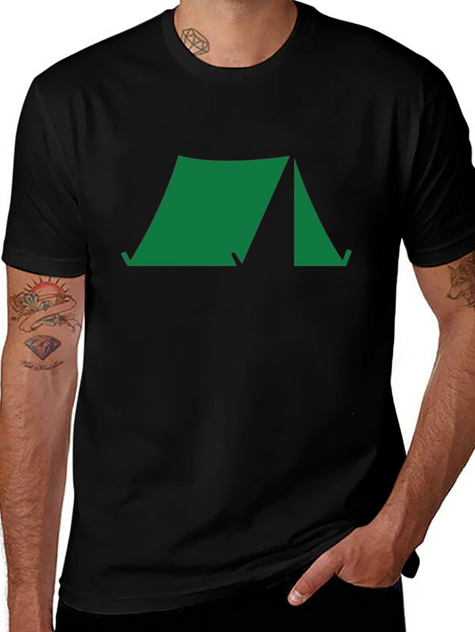 Green Tent Graphic Black T-Shirt