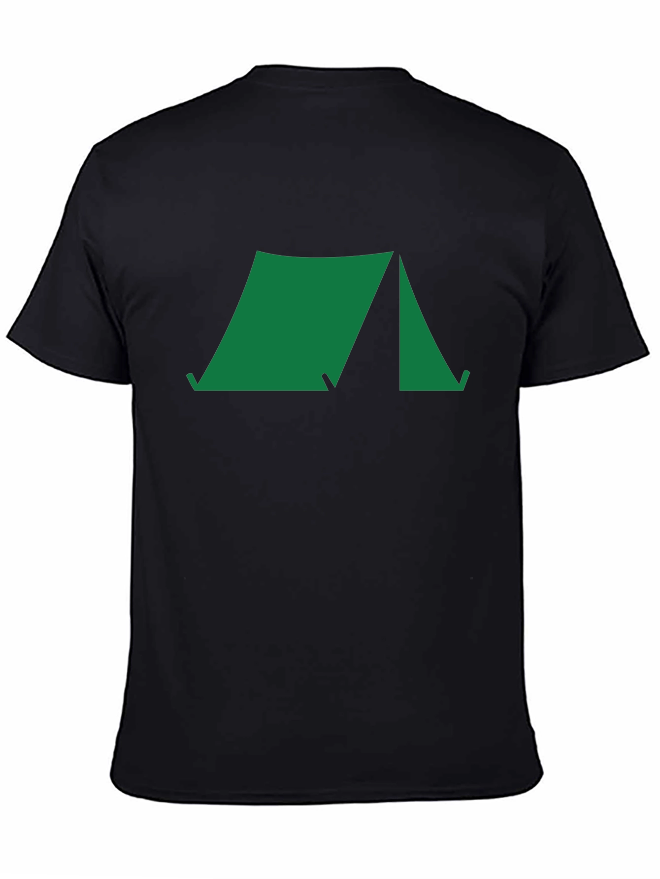 Green Tent Graphic Black T-Shirt