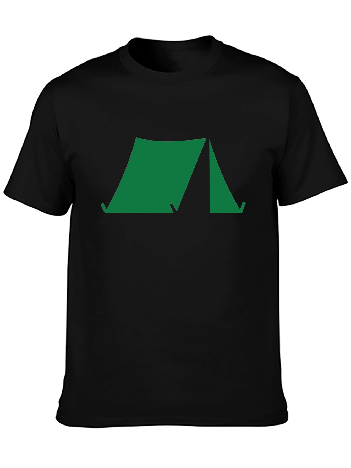 Green Tent Graphic Black T-Shirt