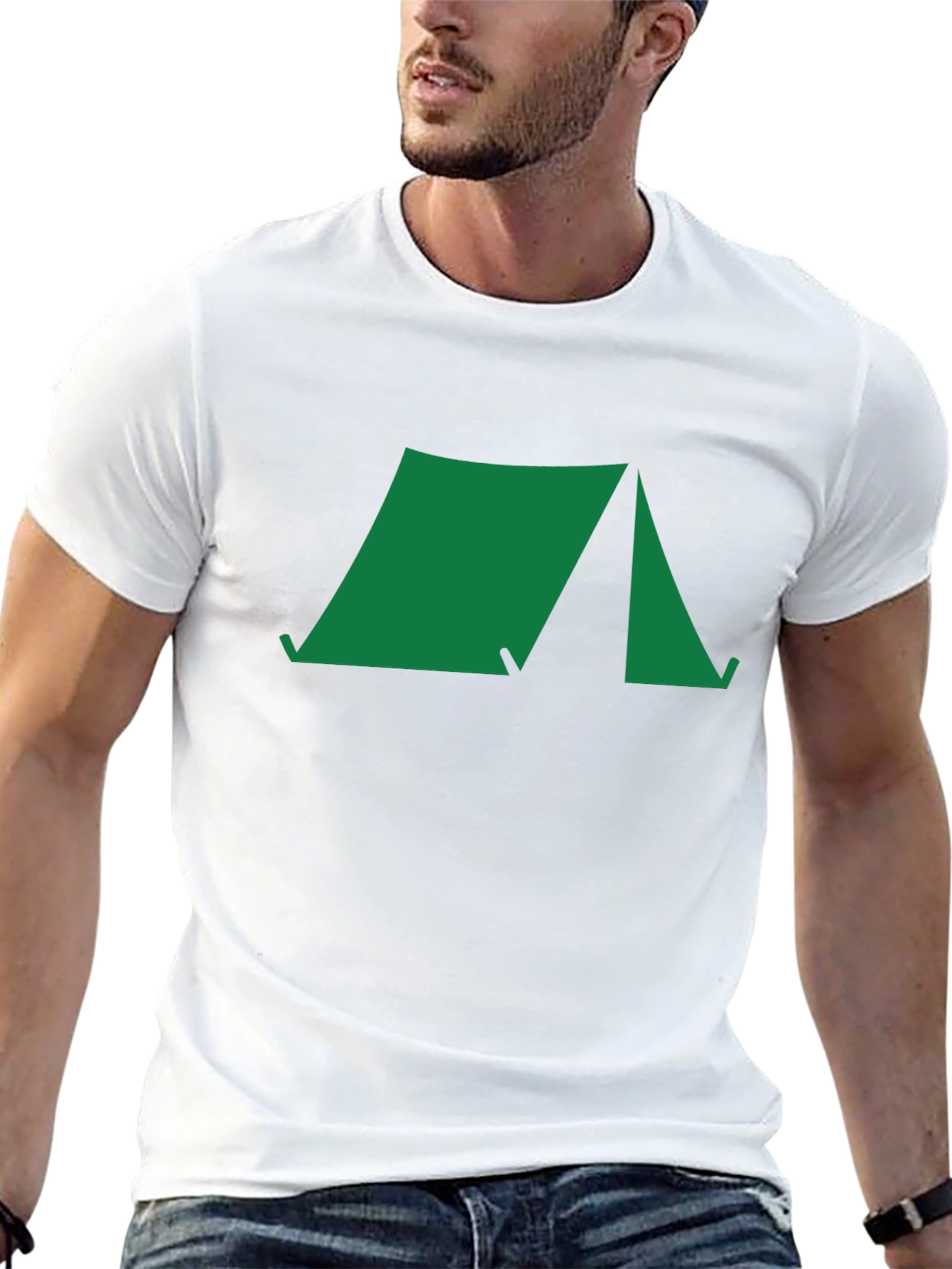 Green Tent Graphic Black T-Shirt