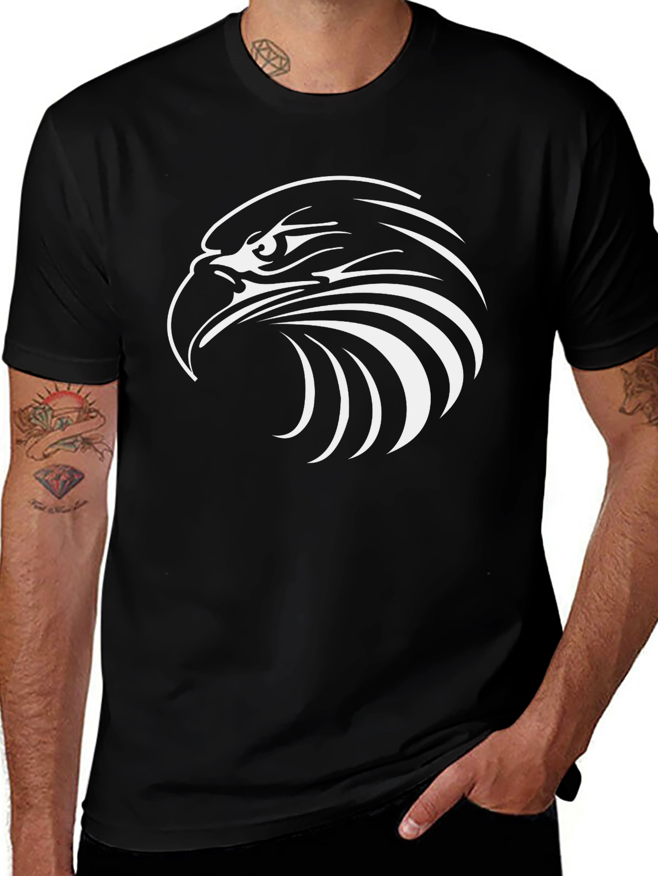 Bold Eagle Graphic Tee - Black Cotton Blend
