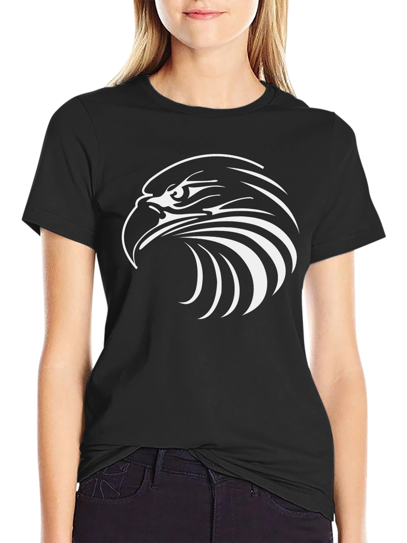 Bold Eagle Graphic Tee - Black Cotton Blend