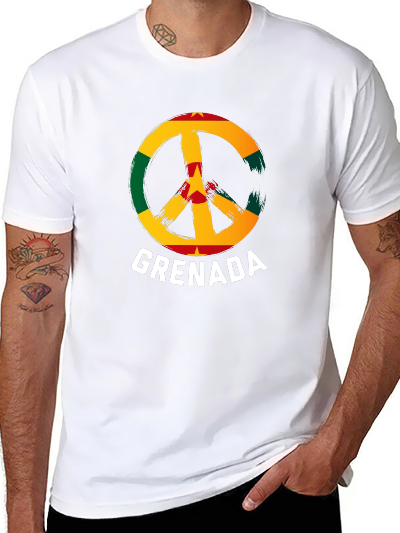 Grenada Flag Peace Sign T-Shirt