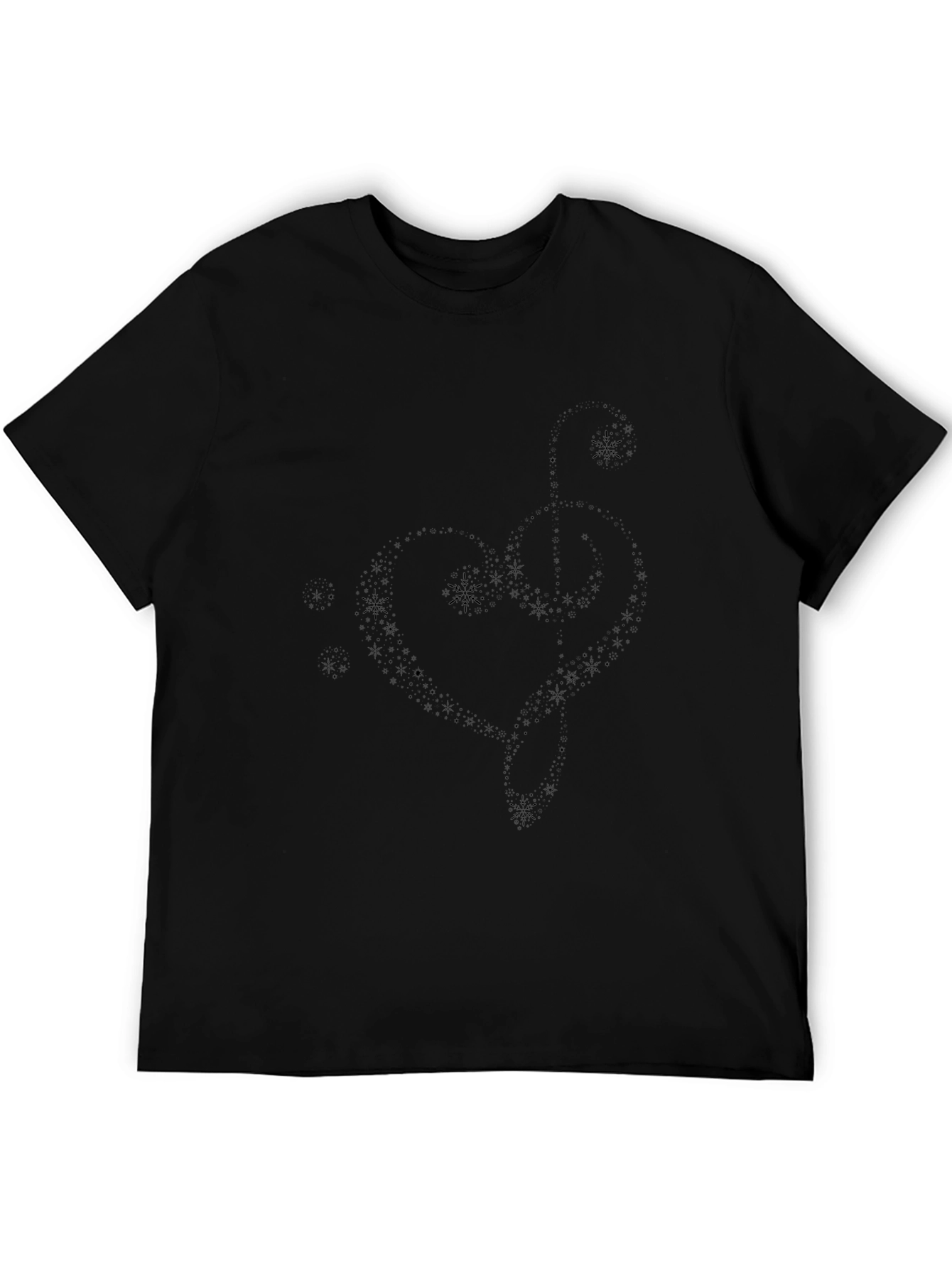 Mens Black Snowflake Heart Graphic T-Shirt